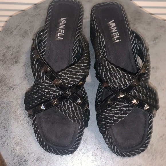 Vaneli Black Woven Women's Platform Sandals Women’s 7.5 - Picture 8 of 8